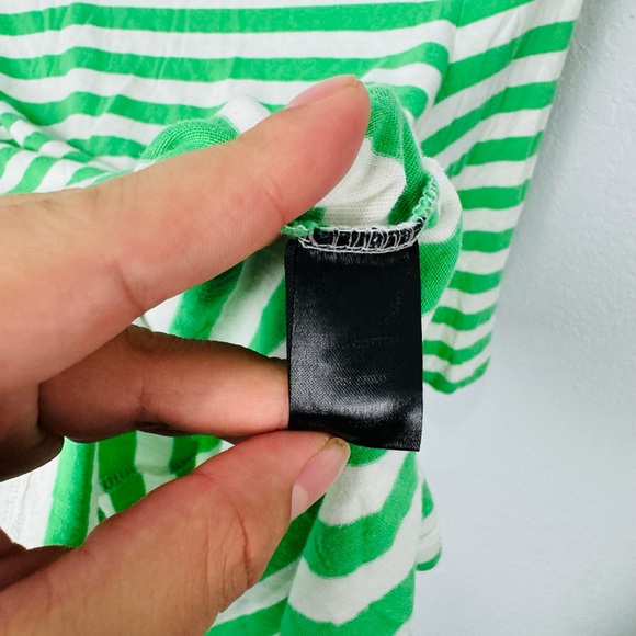 J. peterman Green & White Striped a3/4 Sleeve Casual Top - Picture 5 of 6